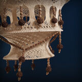 Crochet and wood chandelier
