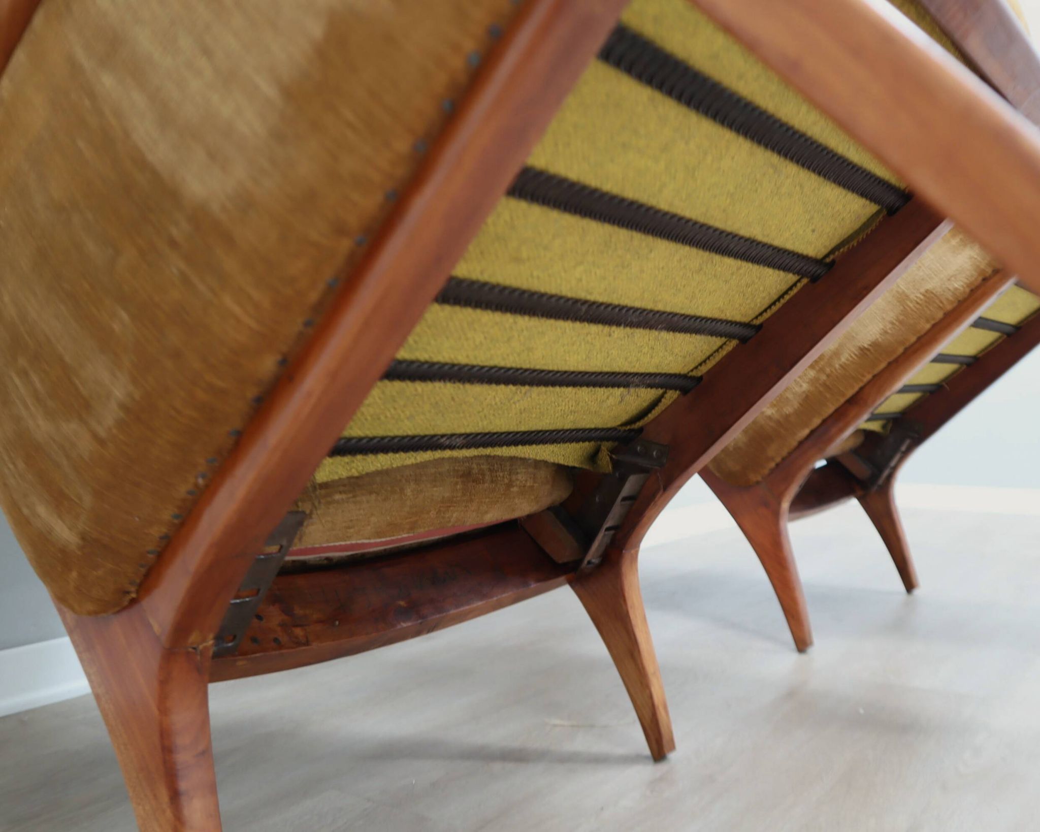 1950s Camea Italian reclining armchairs dralon velvet, set of 2