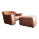 De Sede model DS44 patinated buffalo leather lounge chair and ottoman, 1970s