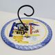 Cheese platter or cakes in Pornic faience hand-painted and signed