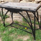 Art Deco console in wrought iron and steel (Art deco, wrought iron and steel console)