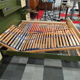 Large vintage bed with headboard furniture and built-in radio