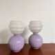 Vintage ceramic and glass bedside lamp pair