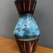 West Germany vase by Scheurich model 523-21 blue, black and red