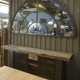 Rounded industrial mirror in riveted metal 1920