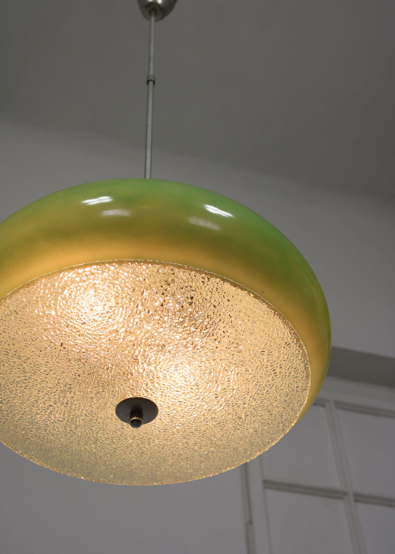 Italian mid-century green glass pendant lamp
