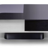 Table basse Lounge Red Edition verre fumé inox