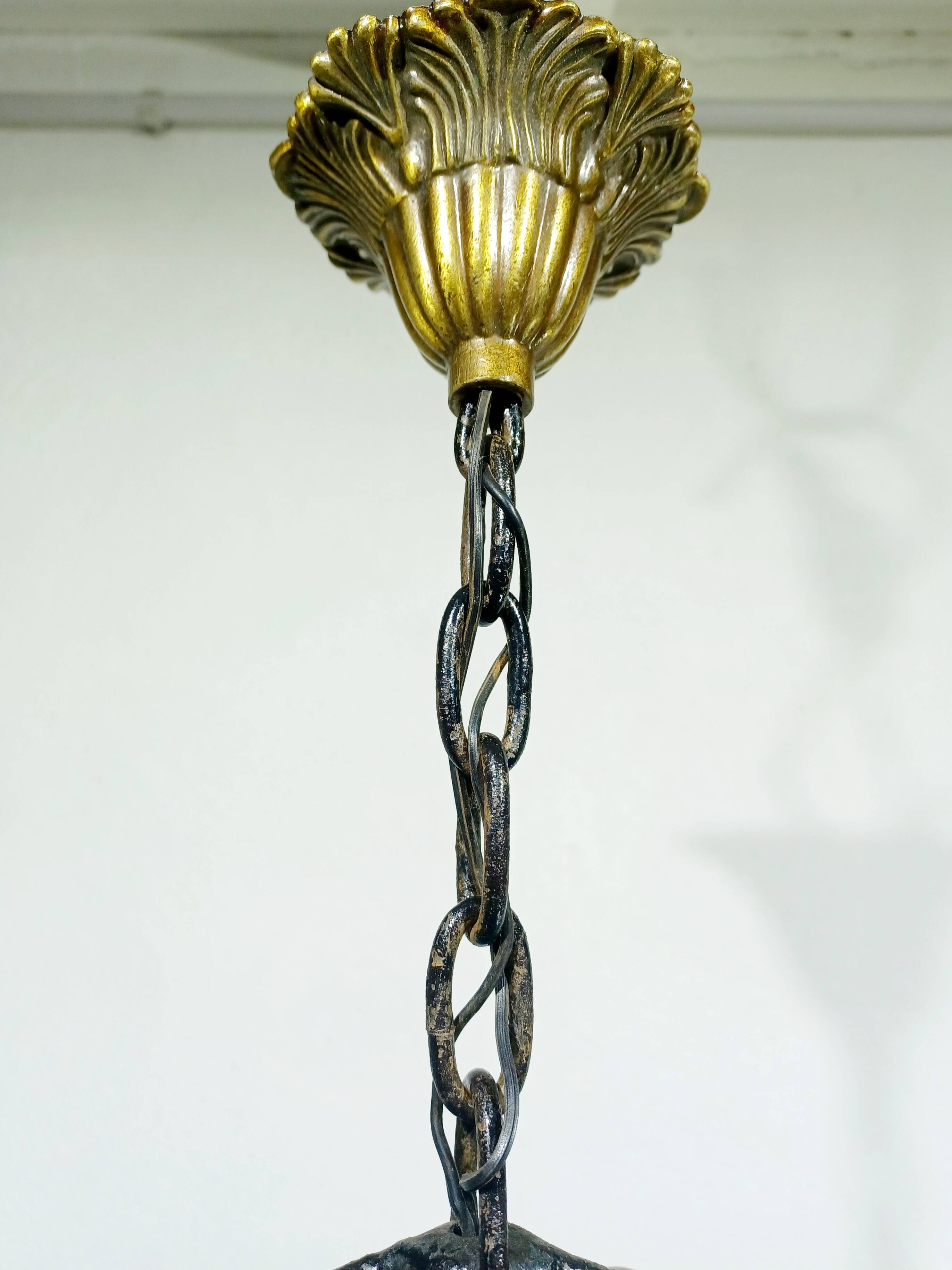 Blue glass pendant light