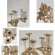 Pair of candlesticks solid brass vintage flowers