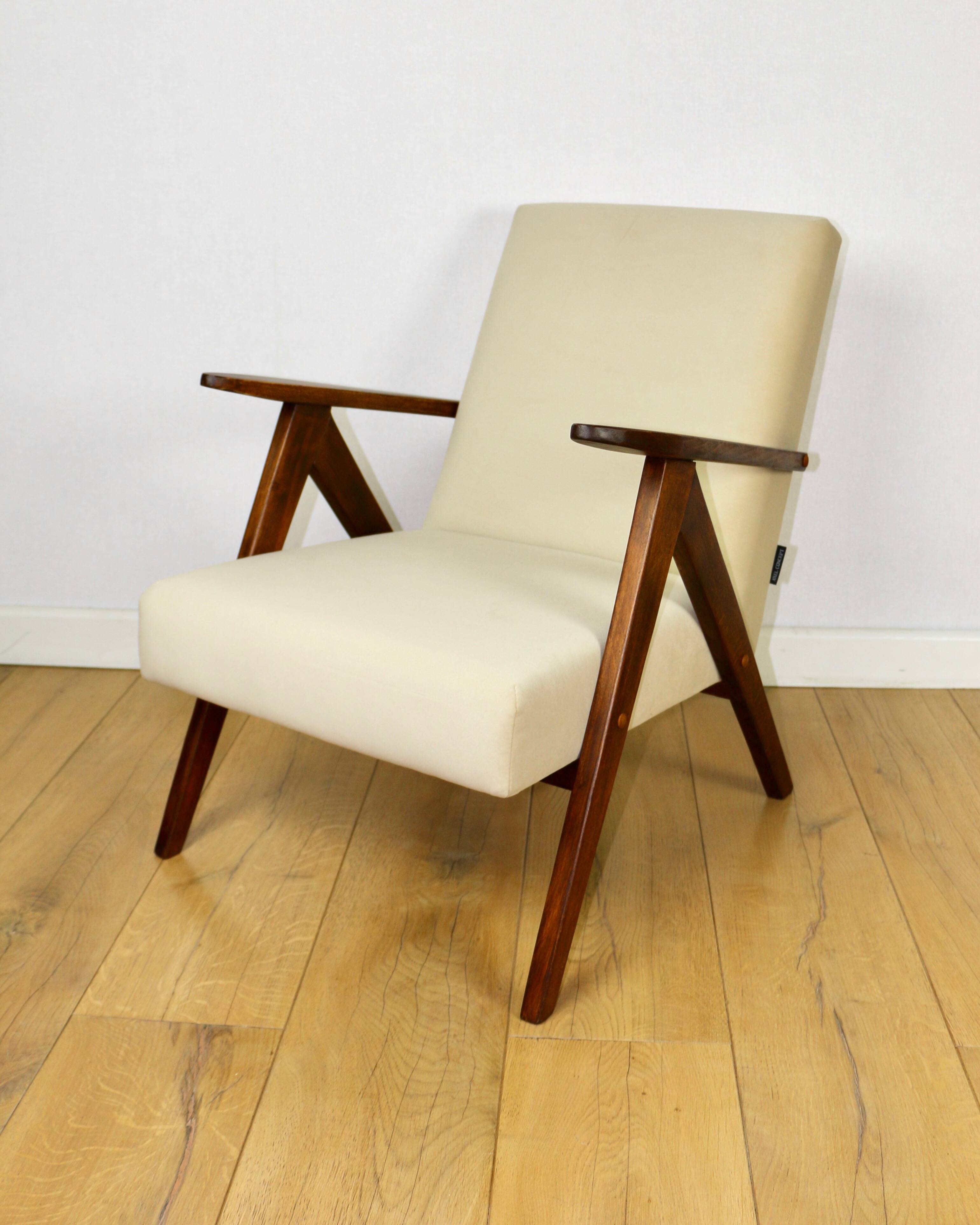 Vintage armchair B-310 VAR beige velvet from the Jade series - 2 pieces available