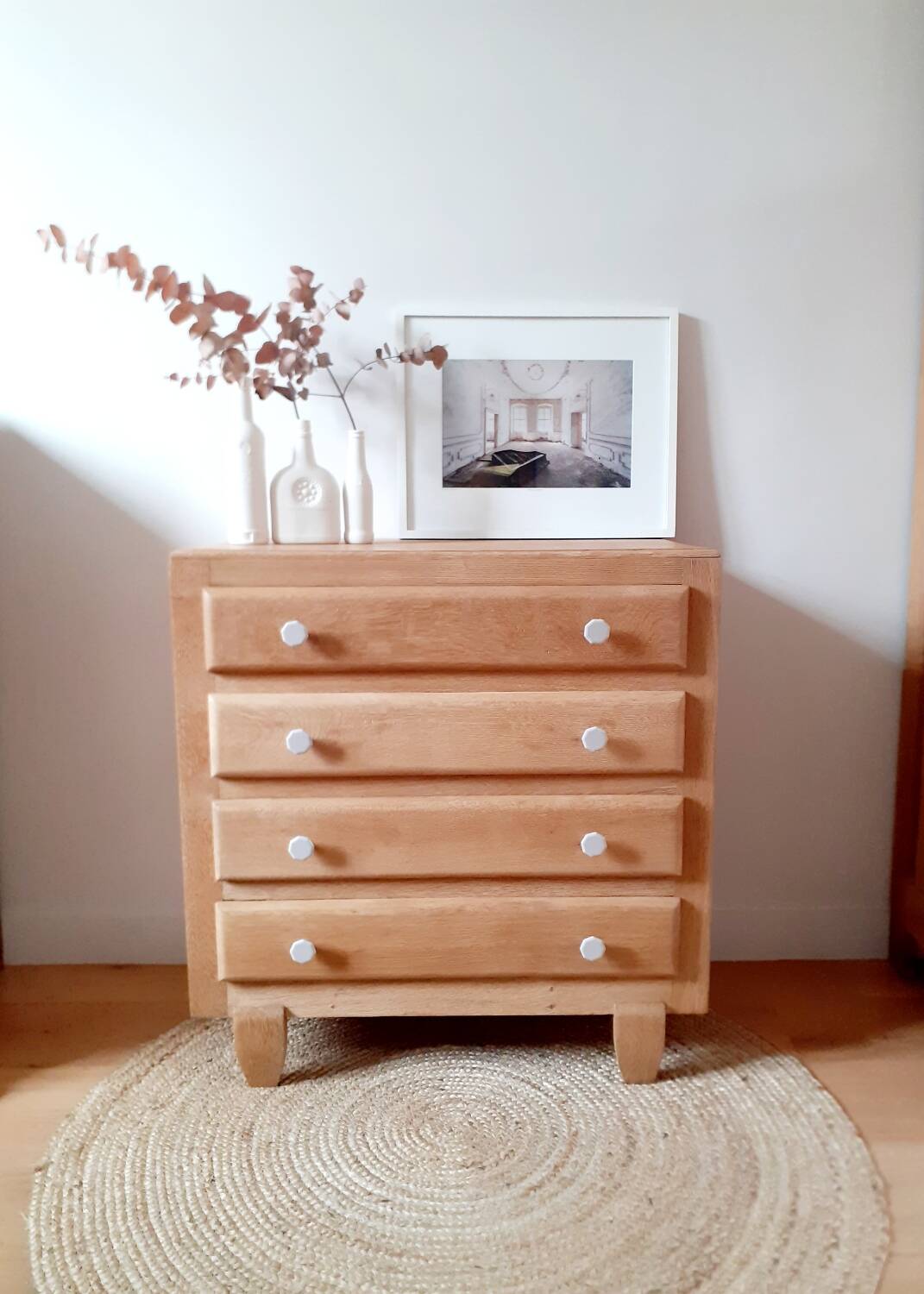 Fifties solid oak chest of drawers