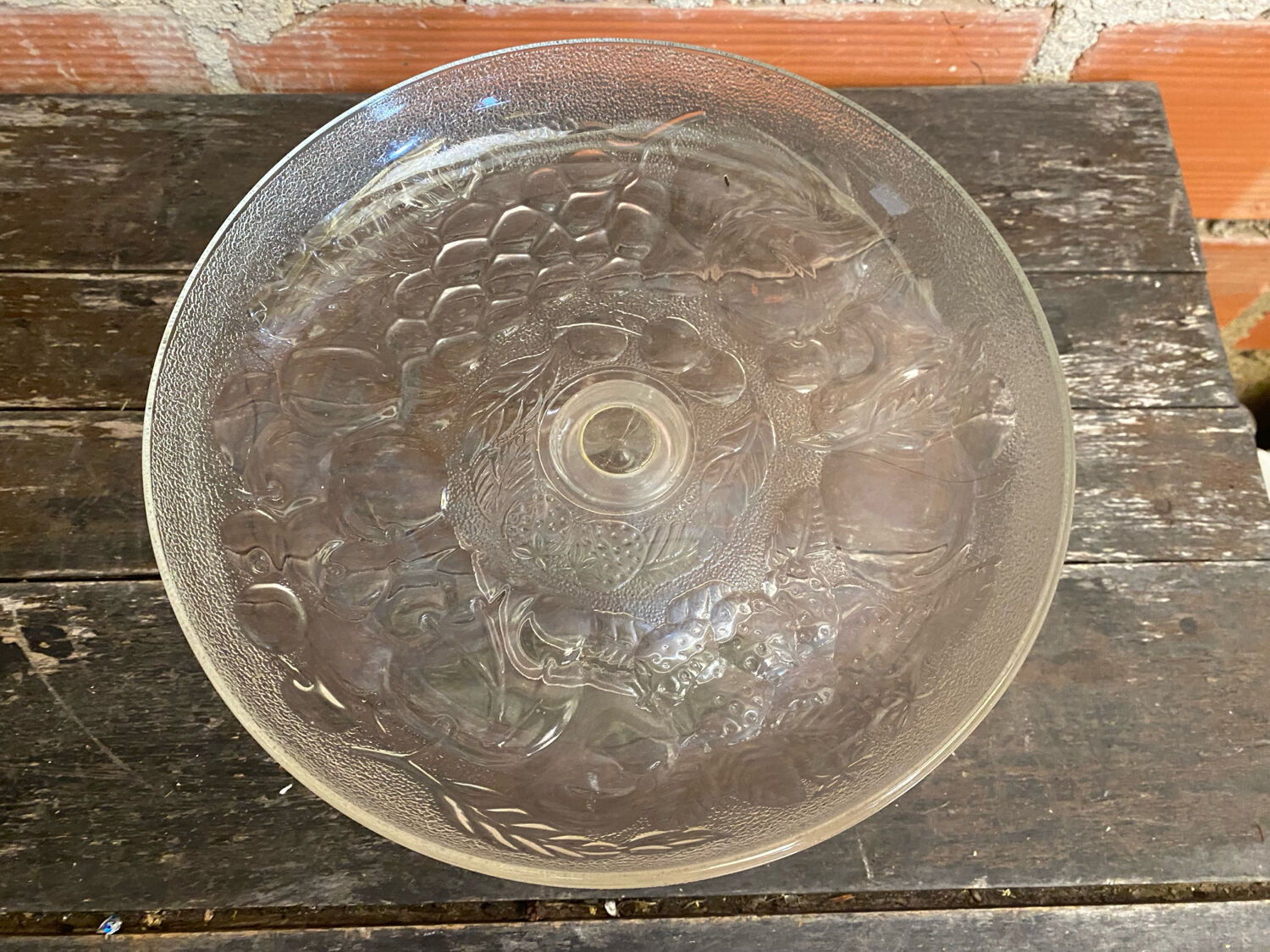 Vintage Fruit Bowl Old Molded Glass Plate Decor Fruits #D657