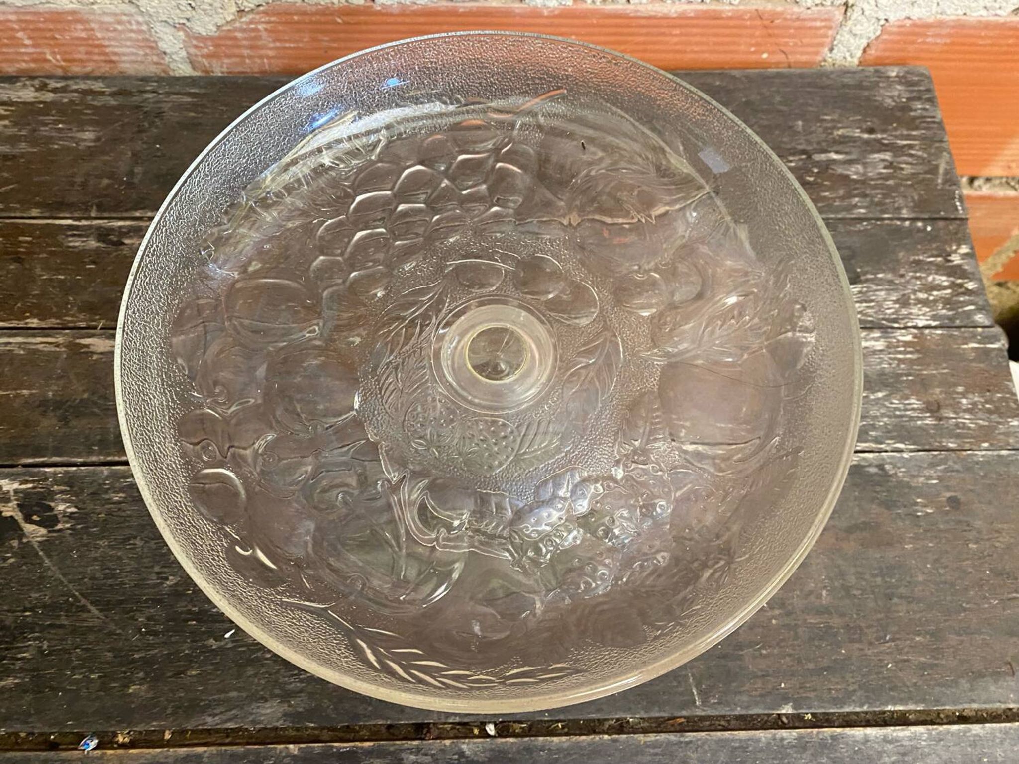 Vintage Fruit Bowl Old Molded Glass Plate Decor Fruits #D657