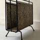 1970s design magazine rack in metal and python leather