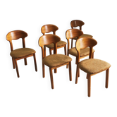 Vintage Danish solid teak dining room chairs Juul Kristensen set of 6