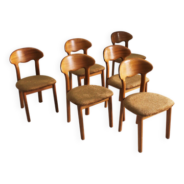 Vintage Danish solid teak dining room chairs Juul Kristensen set of 6