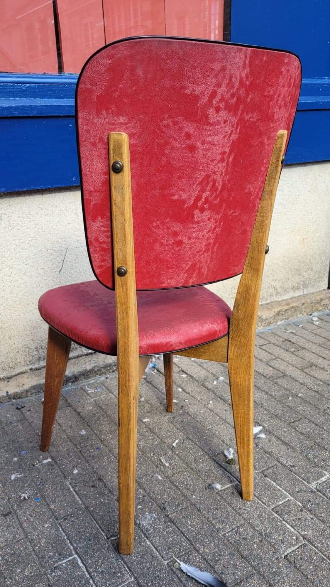 6 chaises vintage 1960 en bois et skaï