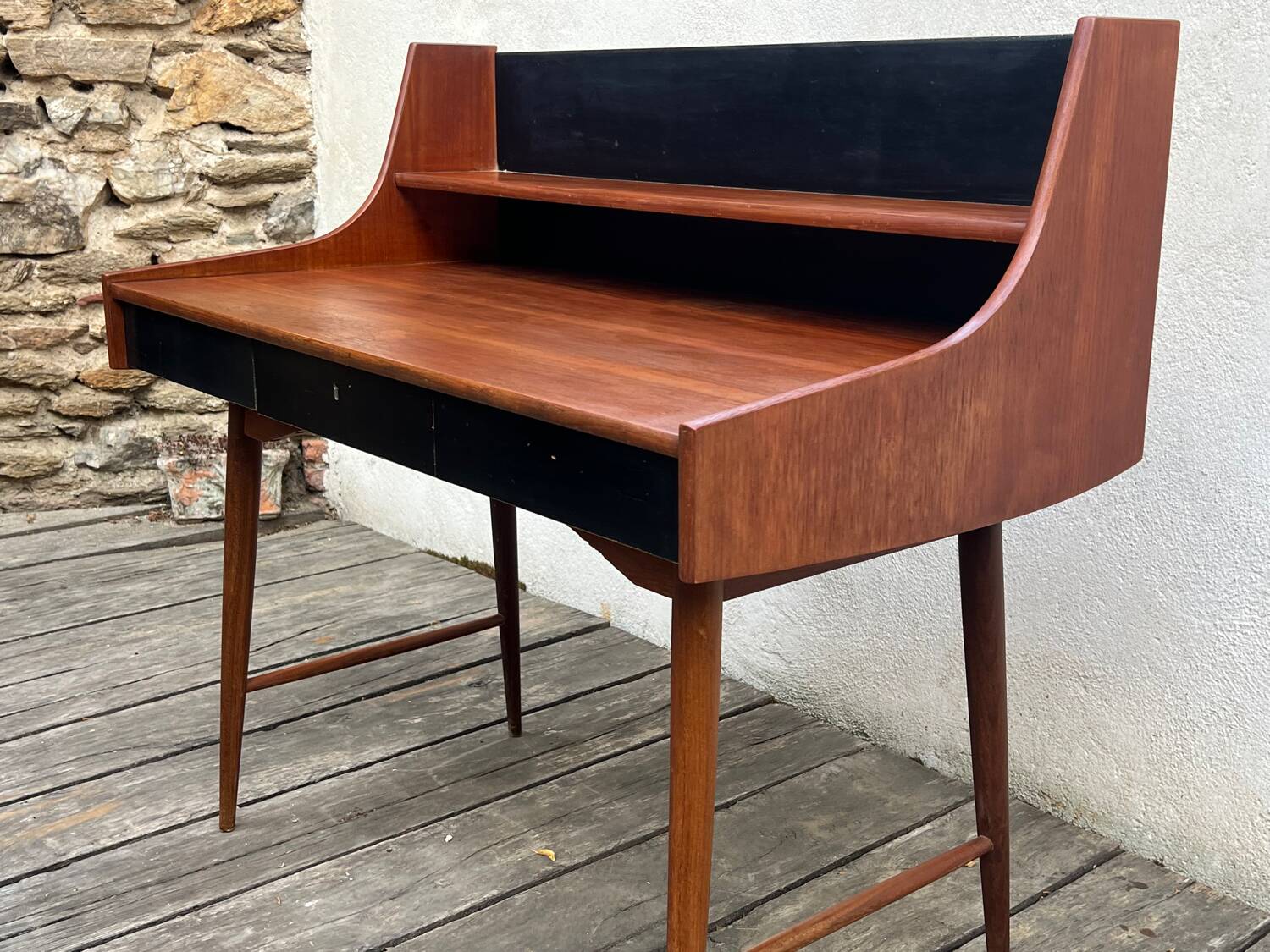 Beautiful Scandinavian vintage desk Ola in teak by John Texmon, 1950s.