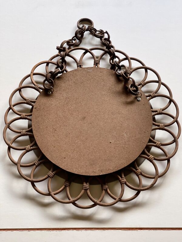 Miroir vintage en rotin 54cm