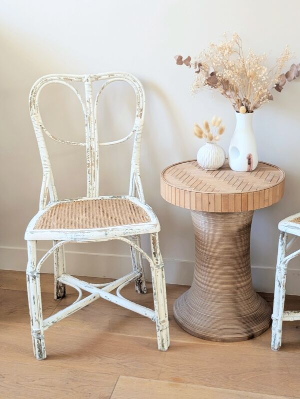 Paire de chaises vintage de restaurant en rotin