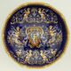 Melonnière faience Gien décor Renaissance fond bleu