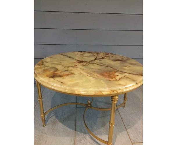 Round coffee table with marble tray