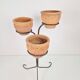 Brutalist Wrought Iron Plant Stand with Handmade Terracotta Pots, 1970s, Set of 4