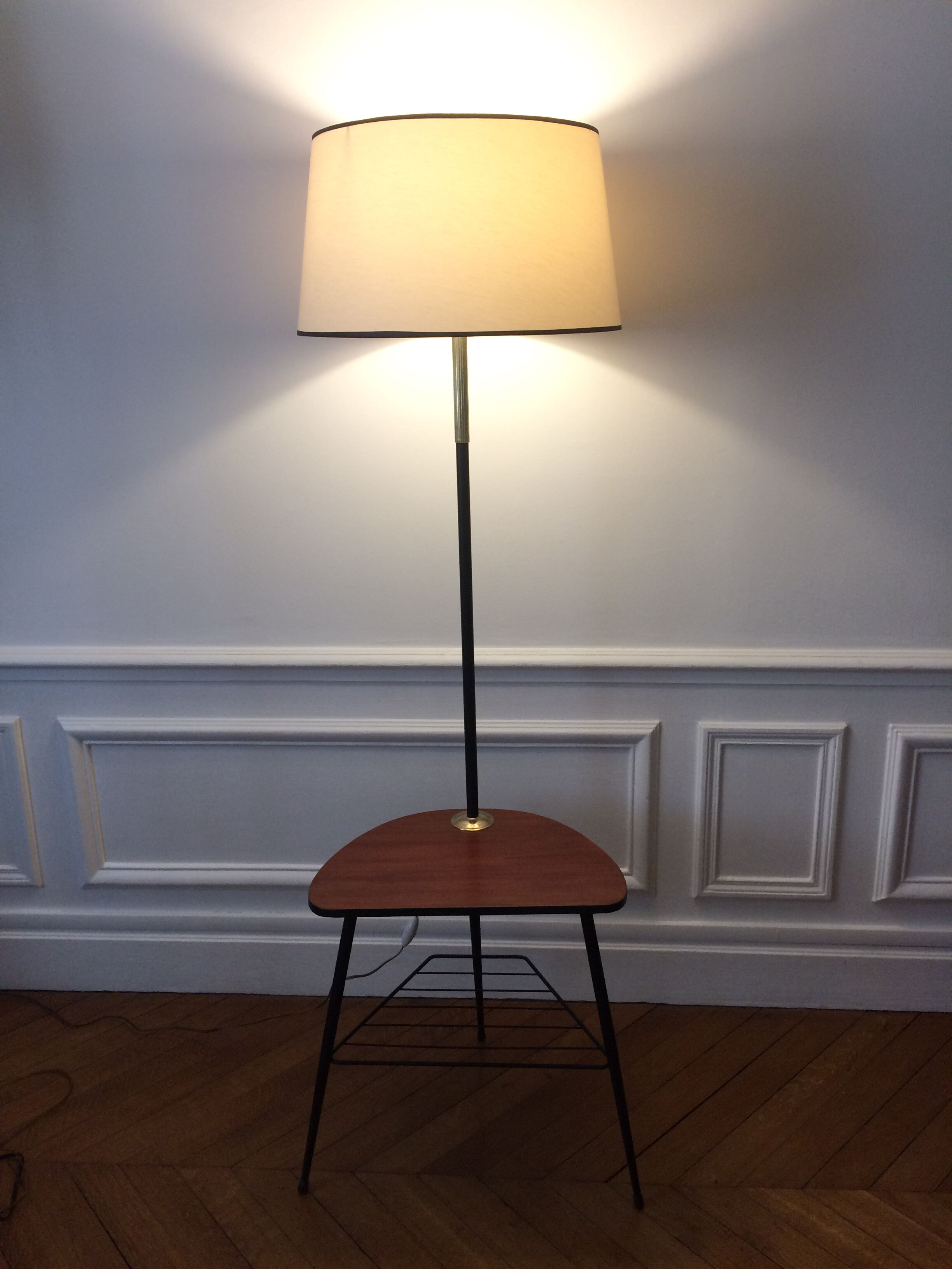 Floor lamp tripod tablet magazine rack 60 years