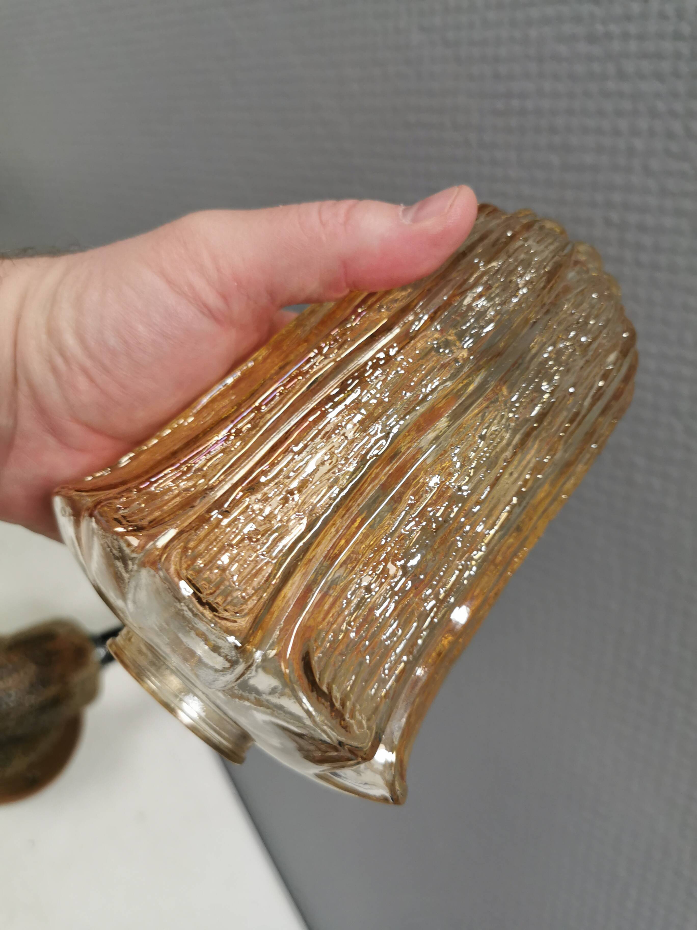 A ceramic wall lamp with a hard-pressed glass shade, Axella Denmark 1970s