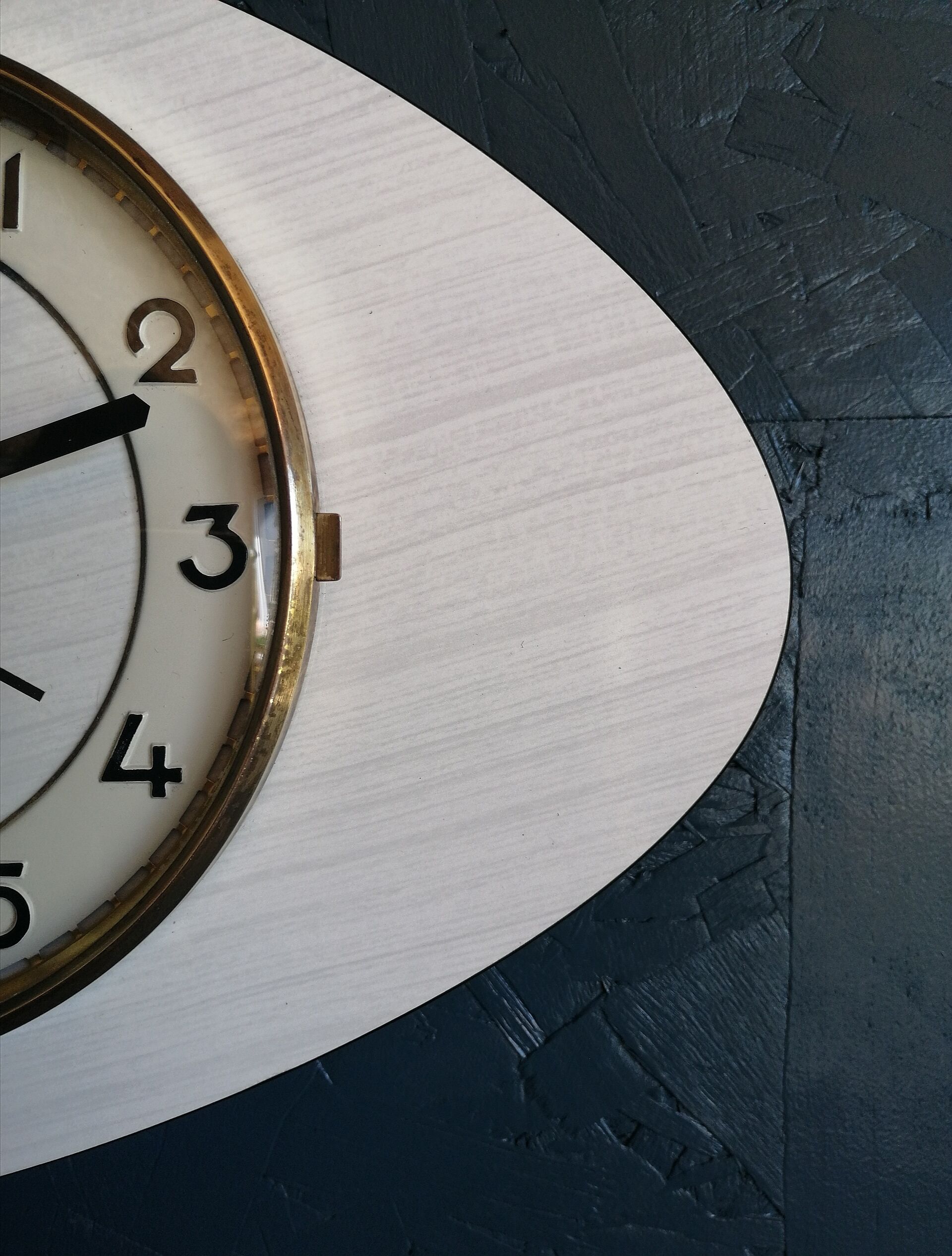 Vintage clock, "White and grey Formica" wall clock