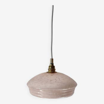 Vintage portable lamp or pendant lamp in pink Clichy glass