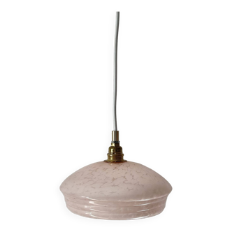 Lampe baladeuse ou suspension vintage verre de Clichy rose