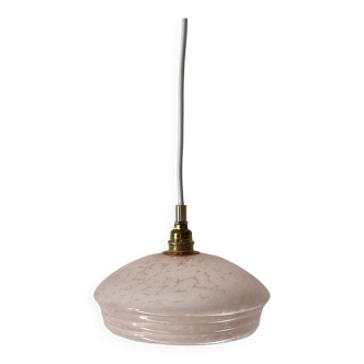 Vintage portable lamp or pendant lamp in pink Clichy glass