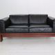 Tobia Scarpa black leather "Bastiano" 2-seater sofa for Knoll, 1960s, Italy