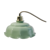 Suspension in vintage almond green opaline - electrified to nine