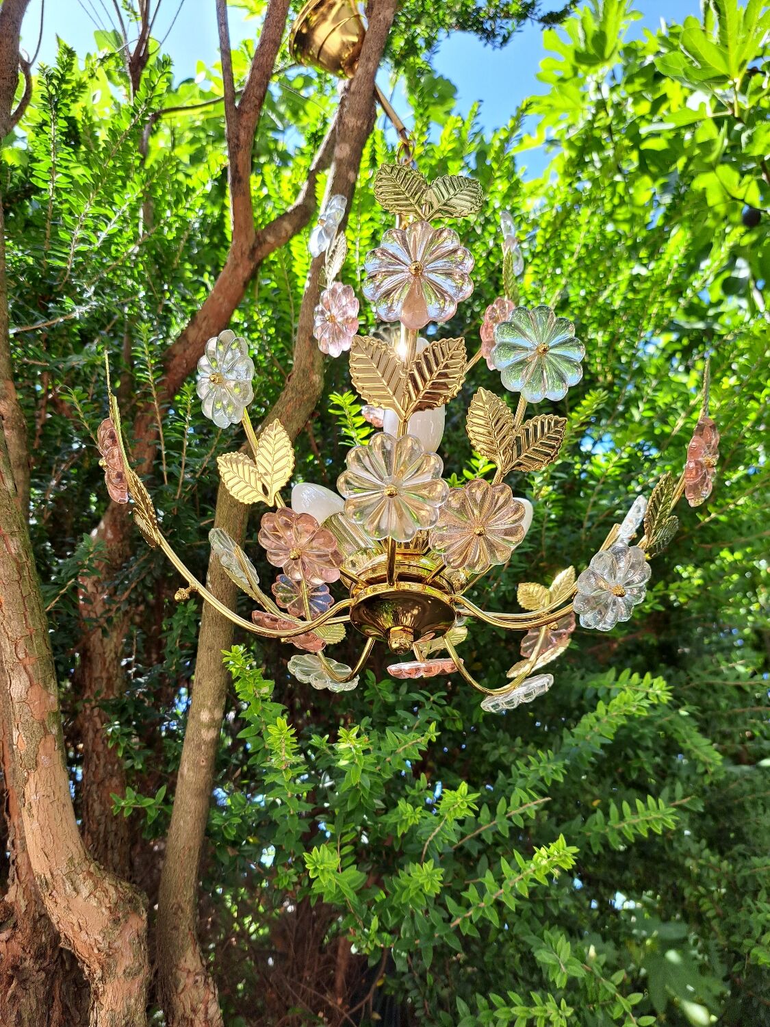 Glass flower chandelier 80s