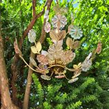 Glass flower chandelier 80s
