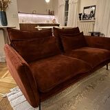 Burgundy velvet sofa
