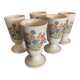 5 Mazagran stoneware vases with floral decoration