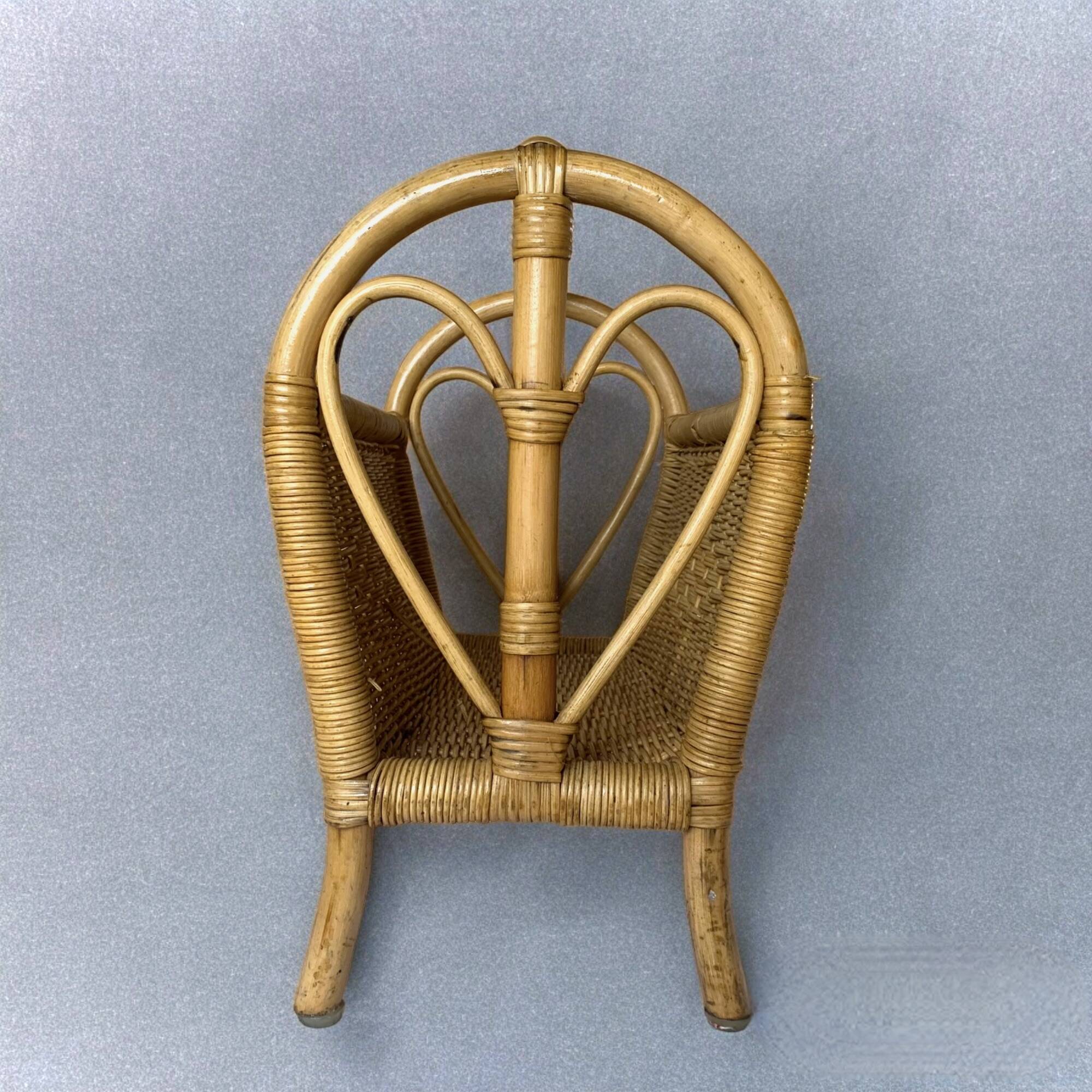 Vintage wicker and bamboo magazine rack