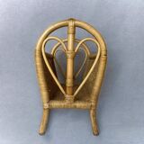 Vintage wicker and bamboo magazine rack