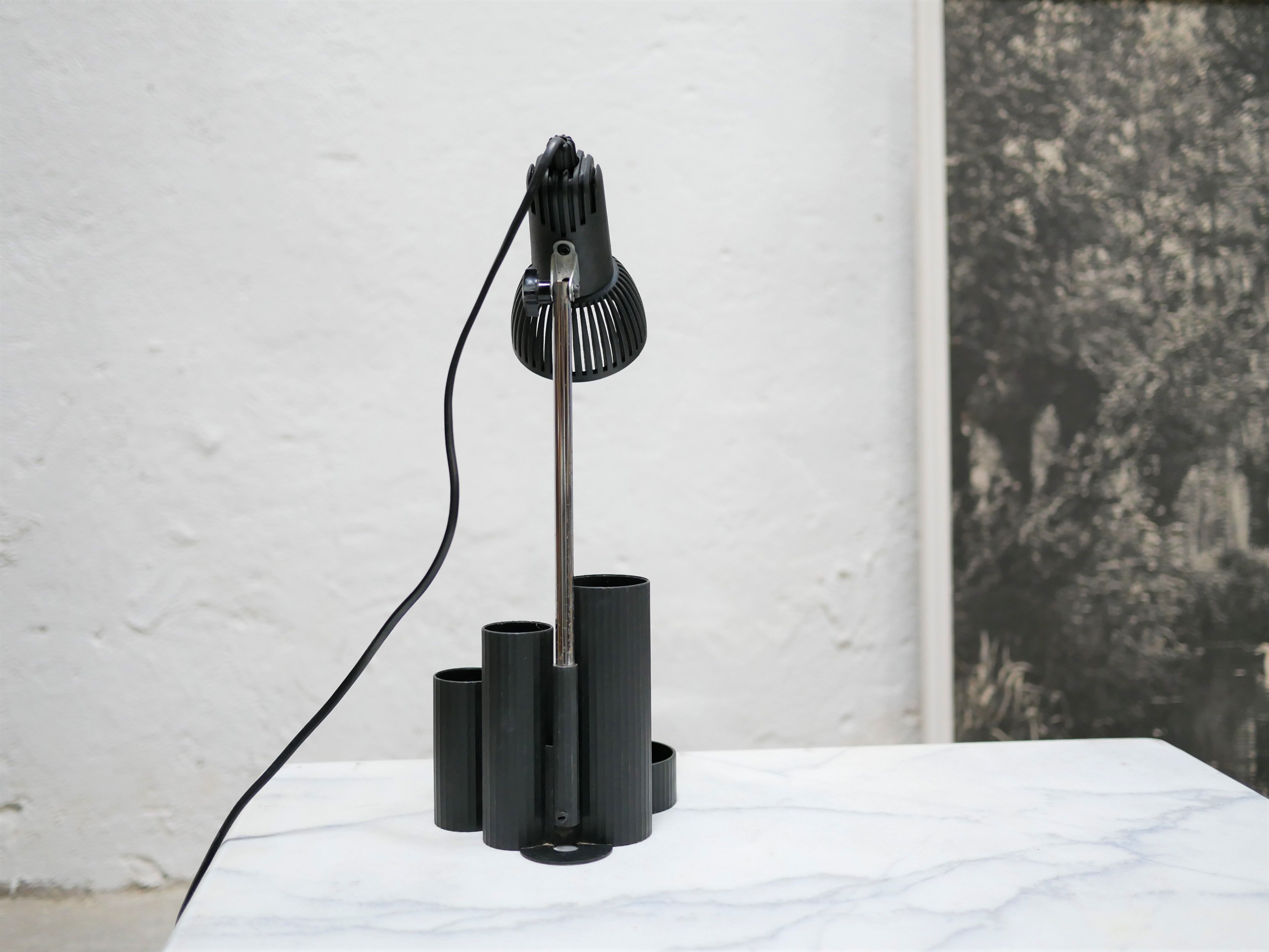 Vintage black desk lamp with pencil holder