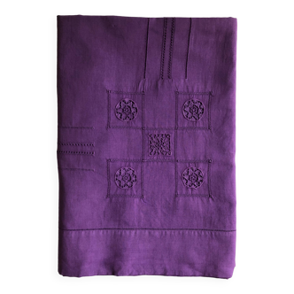 Old linen and cotton sheet iris violet