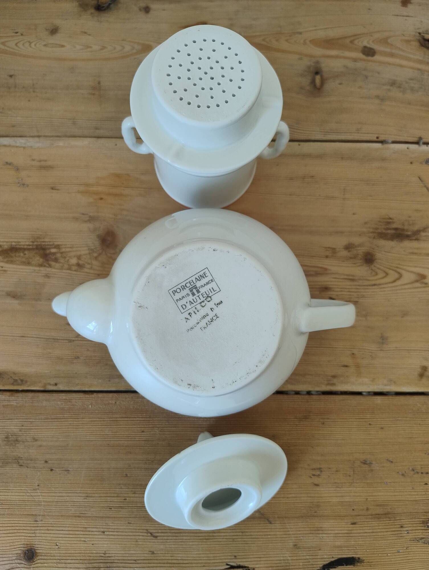 Vintage porcelain teapot from the Auteuil porcelain factory.