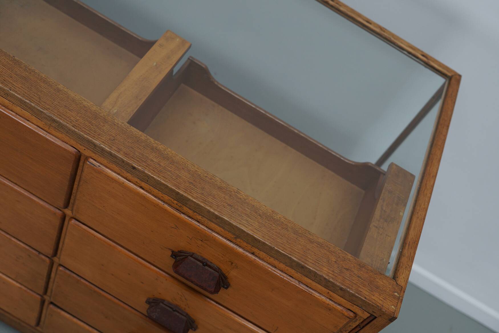 Antique British Maple & Oak Haberdashery Cabinet or Shop Counter, 1920/30s