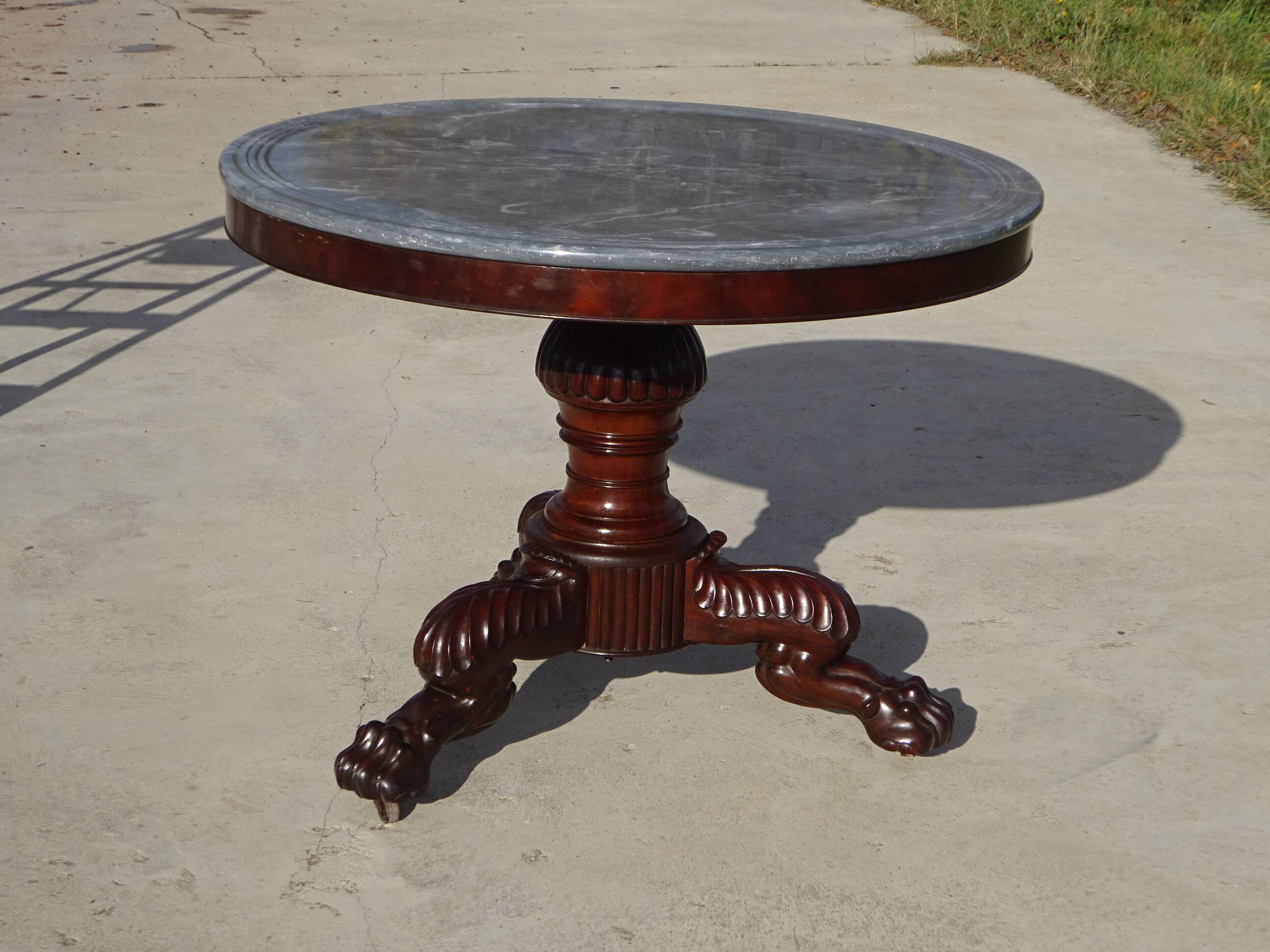 Empire guéridon, rotating marble top