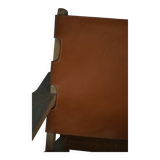 Pair of oak and leather hunting chairs by Kurt Østervig, modern Danish style from the 1960s.