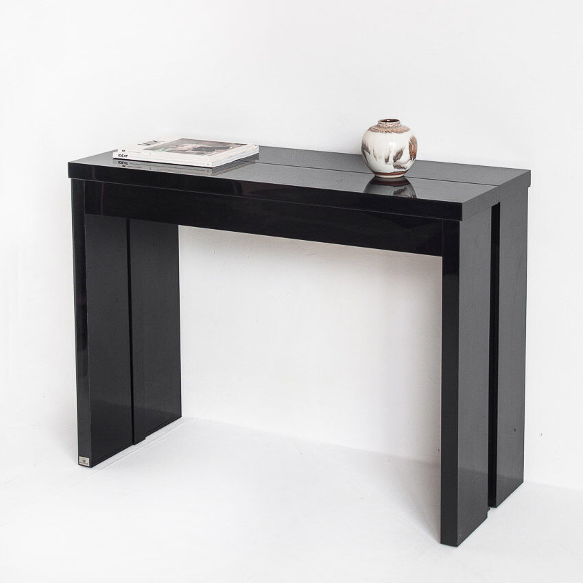 Vintage extendable table / console in lacquered wood by Paul Michel, France 1990
