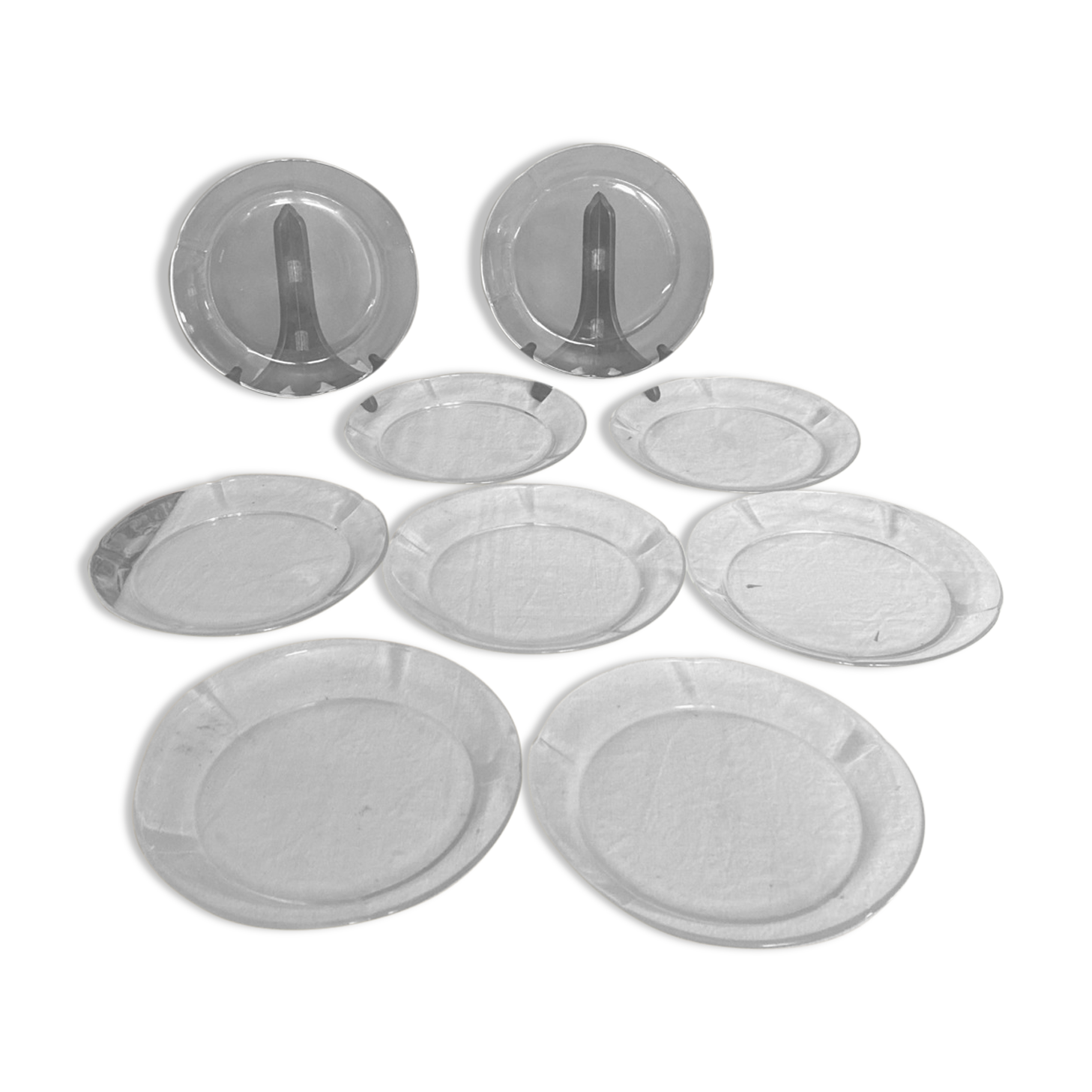 Set of 9 dishes transparent dishes