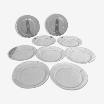 Lot de 9 plats plats transparent